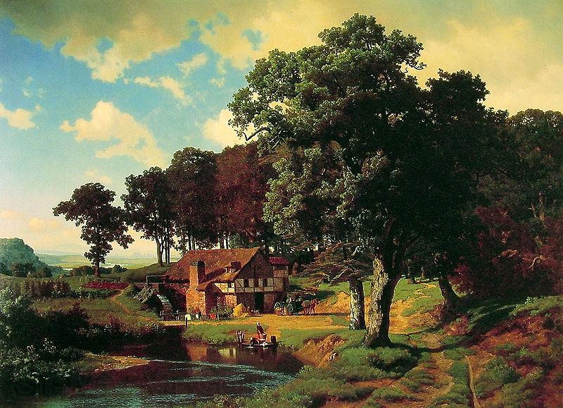Albert Bierstadt A Rustic Mill (Farm France oil painting art